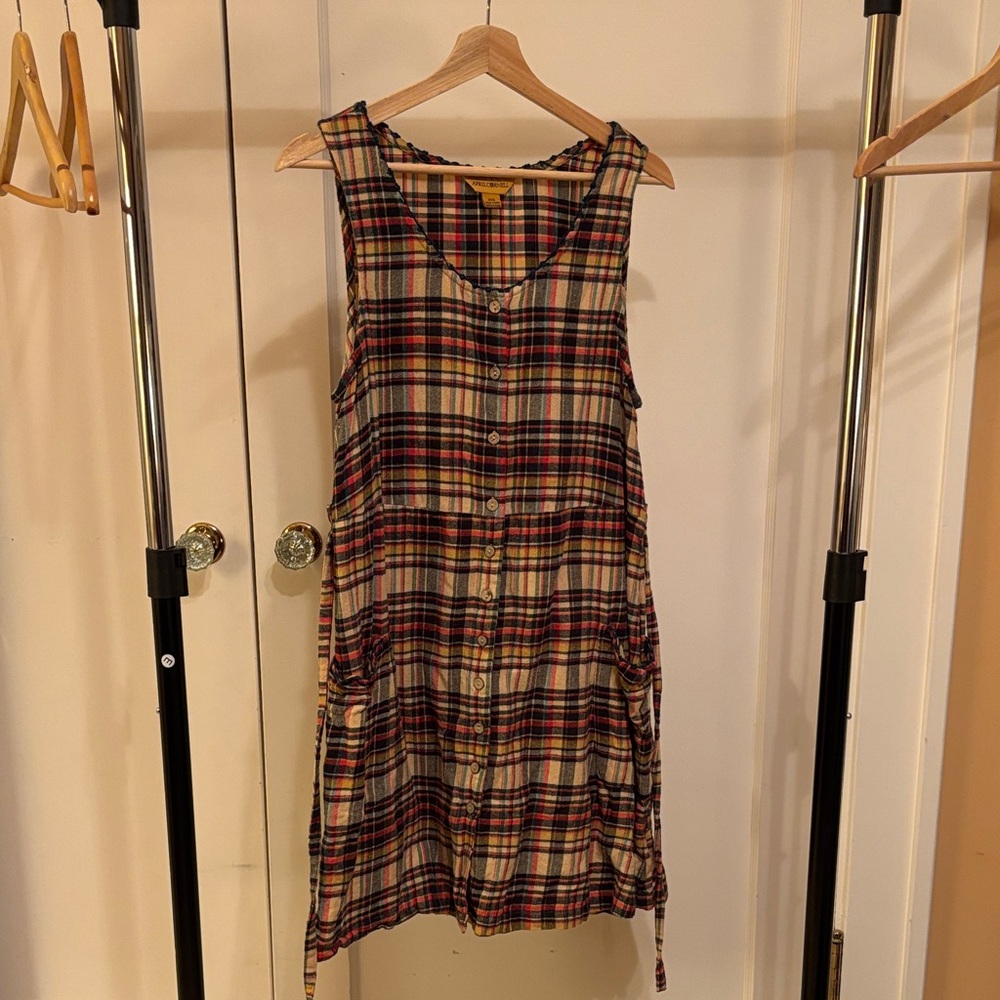 April Cornell Multicolor Plaid Sleeveless Midi Dress